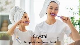  Presentation with holy family the child jesus - Audience pleasing PPT theme consisting of girl are brushing teeth toothbrush backdrop and a coral colored foreground