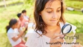  Presentation with summer camp - Beautiful presentation featuring girl-as-a-researcher-looks backdrop and a coral colored foreground
