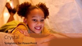  Presentation with camp - Slide set having girl-at-home-lying background and a red colored foreground