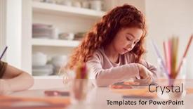  Presentation with fun - Slide set featuring girl-at-home-with-friends background and a coral colored foreground