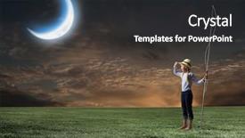  Presentation with far away - Amazing PPT layouts having girl at night with fishing backdrop and a dark gray colored foreground