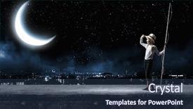  Presentation with what is thing used in looking for far object - Slides having girl at night with fishing background and a  colored foreground