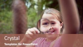  Presentation with pine cone - Beautiful PPT theme featuring girl-at-outdoor-activity-camp backdrop and a coral colored foreground