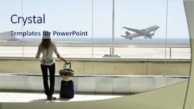  Presentation with airport terminal - Slides consisting of girl at the airport window background and a sky blue colored foreground