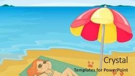  Presentation with vector - Audience pleasing slide deck consisting of girl at the beach backdrop and a yellow colored foreground