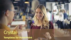  Presentation with credit card - Audience pleasing presentation theme consisting of girl at the counter paying backdrop and a coral colored foreground