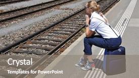  Presentation with ev charging station - Cool new presentation theme with girl at the railway station backdrop and a  colored foreground