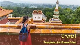  Presentation with old china - Beautiful slides featuring girl backpacker relaxing enjoying travel backdrop and a tawny brown colored foreground