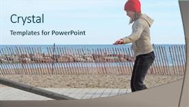  Presentation with ramp - Presentation theme consisting of girl balancing on a ramp background and a  colored foreground