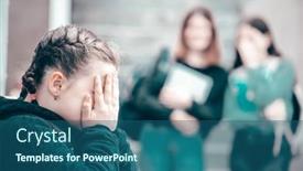  Presentation with school-bullying - Audience pleasing presentation design consisting of girl-being-bullied backdrop and a ocean colored foreground