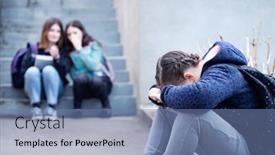  Presentation with school bullying - Presentation design consisting of girl-being-bullied background and a seafoam green colored foreground
