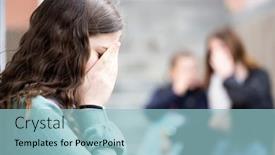  Presentation with school bullying - PPT layouts with girl-being-bullied background and a light blue colored foreground