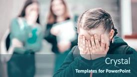  Presentation with school bullying - Presentation theme consisting of girl-being-bullied background and a ocean colored foreground