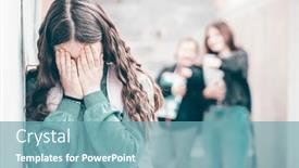  Presentation with school bullying - Colorful presentation theme enhanced with girl-being-bullied backdrop and a teal colored foreground
