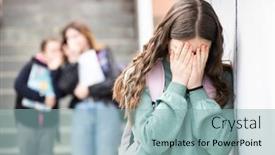  Presentation with educational - Cool new theme with girl-being-bullied backdrop and a light blue colored foreground