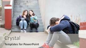  Presentation with isolation - Beautiful PPT layouts featuring girl-being-bullied backdrop and a light gray colored foreground