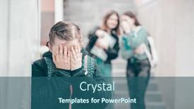  Presentation with school bullying - Colorful presentation theme enhanced with girl-being-bullied backdrop and a ocean colored foreground