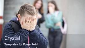  Presentation with school bullying - PPT theme enhanced with girl-being-bullied background and a  colored foreground