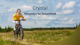  Presentation with biking - Presentation enhanced with girl-biking-against-cloudy-sky background and a light blue colored foreground