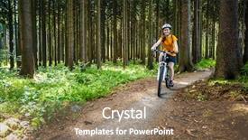  Presentation with biking - Colorful presentation enhanced with girl biking on forest trails backdrop and a coral colored foreground