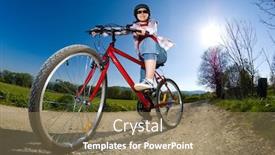  Presentation with biking - Audience pleasing slide set consisting of girl biking backdrop and a coral colored foreground