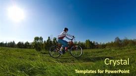  Presentation with biking - Amazing presentation design having girl biking backdrop and a tawny brown colored foreground
