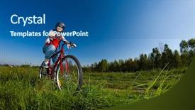  Presentation with biking - Presentation design enhanced with girl biking background and a ocean colored foreground