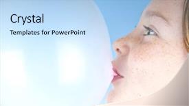  Presentation with futuristic bubble - Beautiful presentation featuring girl blowing bubble with gum backdrop and a light blue colored foreground