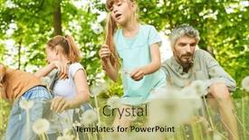  Presentation with dandelion - Presentation theme enhanced with girl-blowing-dandelion-while-exploring background and a yellow colored foreground