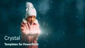  Presentation with christmas black - Slides having girl-blowing-in-the-snow background and a ocean colored foreground