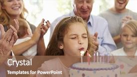  Presentation with party candles - Beautiful slides featuring girl blows out birthday cake backdrop and a  colored foreground