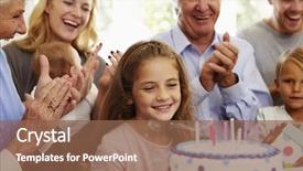  Presentation with birthday cake - Cool new slides with girl blows out birthday cake backdrop and a violet colored foreground