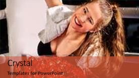  Presentation with boxing ring - Presentation design with girl boxing with bouquet flowers background and a red colored foreground