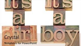  Presentation with baby girl announcement - PPT theme featuring girl boy - a happy announcement background and a coral colored foreground