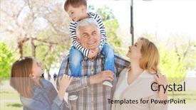  Presentation with grandparents - Presentation theme enhanced with girl boy - cute happy children with grandparents background and a mint green colored foreground