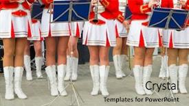  Presentation with paint brush brash and red - Presentation theme consisting of girl brass band in red background and a light gray colored foreground