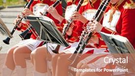  Presentation with marching band - Slides consisting of girl brass band in red background and a coral colored foreground