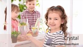  Presentation with cute lemonade - PPT theme having girl buying lemonade from kids background and a  colored foreground