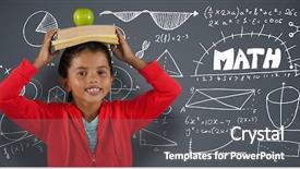  Presentation with dark grey - Audience pleasing slide deck consisting of girl carrying books and apple backdrop and a gray colored foreground