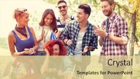  Presentation with romantic birthday couple celebrate - Cool new presentation theme with girl celebrates birthday in nature backdrop and a blonde colored foreground