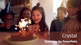  Presentation with birthday cake - Slide set consisting of girl-celebrating-birthday-with-group background and a tawny brown colored foreground