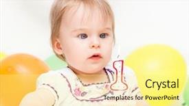  Presentation with first birthday - Slides featuring girl celebrating her first birthday background and a blonde colored foreground
