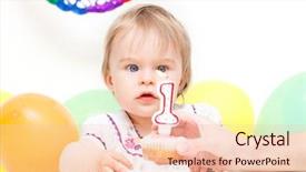  Presentation with first birthday - PPT theme enhanced with girl celebrating her first birthday background and a lemonade colored foreground