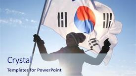  Presentation with athletes - Beautiful PPT theme featuring girl cheerleader with south korean backdrop and a sky blue colored foreground