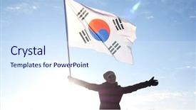  Presentation with korea flag - Slide set with girl cheerleader with south korean background and a sky blue colored foreground