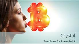  Presentation with chewing gum - Slide deck having girl-chewing-gum-mixed-media background and a sky blue colored foreground