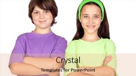 Presentation with children - Cool new presentation design with girl child - couple of children with crossed backdrop and a coral colored foreground