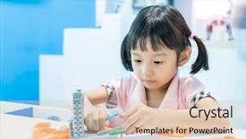  Presentation with little asian girl receiving vaccination - PPT layouts having girl child having fun play background and a lemonade colored foreground