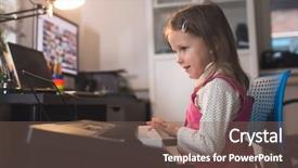  Presentation with piano - Colorful presentation theme enhanced with girl child plays piano synthesizer backdrop and a violet colored foreground