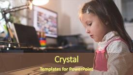 Presentation with children little child girl plays - Amazing presentation theme having girl child plays piano synthesizer backdrop and a tawny brown colored foreground